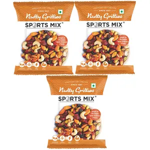Nutty Gritties Sports Mix - Roasted Almonds Cashews Pistachios Dried Blueberries Cranberries and Raisins (Snack Pack 3 - 90g)