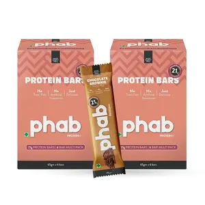 Phab Protein Bars with 21g Protein No Preservatives No Artificial Sweeteners Zero Trans Fats Goodness of Honey | Pack of 12 x 65g Bars | Chocolate Brownie