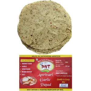 PNT Amritsari Handmade Crispy Premium Papad (Garlic 1Kg)