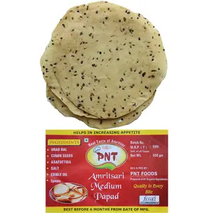 PNT Amritsari Handmade Crispy Premium Papad (Medium Pepper 500g)