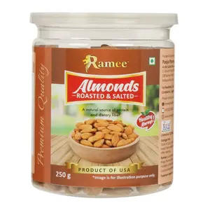 Ramee's Tasty Roasted & Salted Almonds (250 Grams Plastic Bottle)
