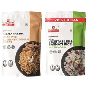 Tanawade's Smart Food Light Meal Combo-01 Instant Veg Pulao Masala Rice Mix Ready to Cook Home Food with Hand Picked Flavours Pack of 2 (one of Each)