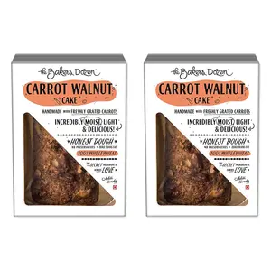 The Baker's Dozen 100% Whole-wheat Hand Made with Freshly Grated Carrots Moist Light & Delicious - Carrot Walnut Cake - 135gms (Preservative-free & No Maida) Pack of 2