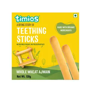 Timios Organic Teething Sticks Whole Wheat and Ajwain- Tasty and Healthy150gm Pack of 1