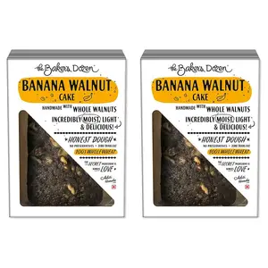 The Baker's Dozen 100% Whole-wheat Hand Made with Whole Walnuts Moist Light & Delicious - Banana Walnut Cake - 150gms (Preservative-free & No Maida) Pack of 2