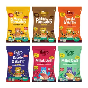 Slurrp Farm Healthy Breakfast and Snacks Trial Pack Combo Millet Pancake and Dosa Mix 300g (Pack of 6 50g each)