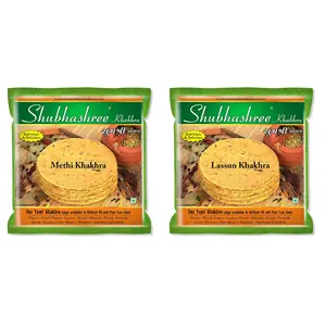 Shubhashree Khakhra Made in Sunflower Oil (Assorted Combo 200 Grams x 2 Pack)