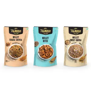 Trumillets Ready to Eat Sweet Chivda 125g Khara Chivda 125g and Millet Bites 125g