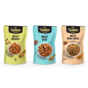 Trumillets | Healthy Millet Snack | Namkeen | Khara Chivda Millet Bites and Murukku -125g Each