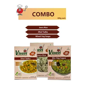 Visavi Food Ventures Instant Jeera Rice  Dhal Tadka Mix Veg Saagu Combo Pack 300g