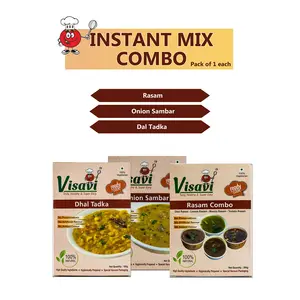 Visavi Food Ventures Tasty Healthy & Super Easy Instant Mix Rasam Onion Sambar Dal Tadka Combo Pack of 1 Each