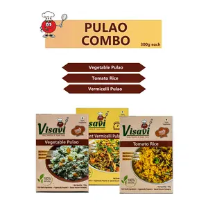 Visavi Food Ventures Tasty & Super Easy Pulav Combo Ready to Cook (Vermicili Pulao Veg pulao Tomato Rice)300g