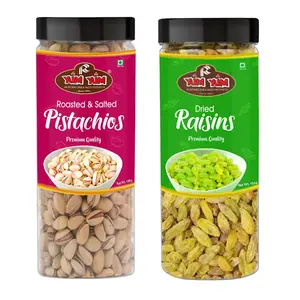 YUM YUM Premium Dry Fruits Combo Pack 300g (Pistachios Nut 150g Raisins Kishmish 150g) Jar Each
