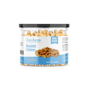 Zucchero Roasted Crunchy Cashew Lightly Salted [Zero Cholesterol] 200g | Oil-Free Roasting |Slow baked Nuts | Earthy Flavour | No Oil