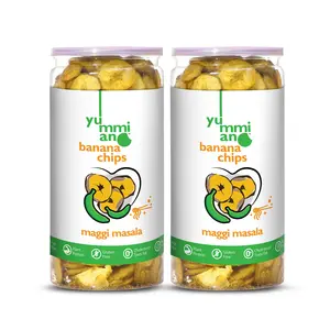Yummiano Banana Chips - Authentic Vacuum Cooked Banana Chips Zero Cholesterol Healthy Snacking with High Nutrient Content No Added Preservatives - Pack of 2 (175g Each) (Flavour: Maggi Masala)