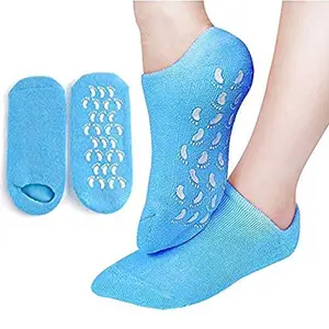 McMus Winter Care Spa Gel Socks Full Heel/Feet Protector Silicone Ultra-Soft Socks with Moisturizing Natural Oil and Vitamin E - Helps Repair Dry Cracked Skin (1 Pair)