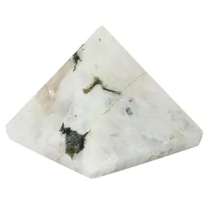 JewelsWonder White Rainbow Moonstone Pyramid Size: 15-20MM 1 inch Approx (R750)