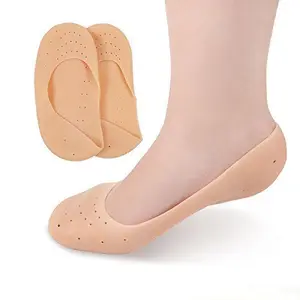 we3 Anti-Crack Full Length Silicone Gel Foot Protector Moisturizing Socks For Foot Care And Heel Cracks(skin) (Skin)
