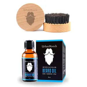 UrbanMooch Beard Oil For Beard Growth Beard Shine & Beard Softener & Natural Boar Bristle Beard Brush Combo Set