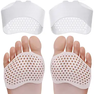 Yorten Silicone Gel Half Toe Sleeve Anti-Skid Forefoot Soft Pads for Pain Relief Heel Front Socks Silicone Heel Protector Foot Gel Socks for Repair Dry Cracked Skins (White)
