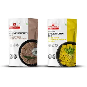 Tanawade's Smart Food Special Meal Combo-11 Upwas Thalipeeth Mix Moong Dal Khichdi Mix Ready to Cook Home Food & Flavours Pack of 2 (one of Each)