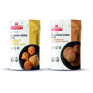 Tanawade's Smart Food Vada Combo Instant Batata Vada Malvani Vada Mix Ready to Cook Home Food with Hand Picked Flavours Pack of 2 (one of Each)