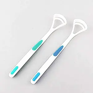 saleszon || Tongue Cleaner Bad Breath New Hot Away Hand Scraper Brush Silica Handle Oral Hygiene Dental Care Cleaning(Pack of 2)(Multicolor)