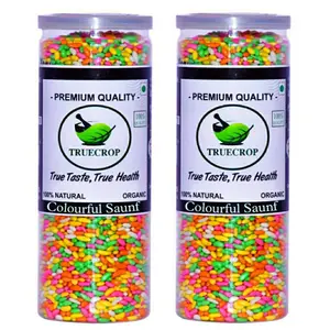 Truzana (Truecrop) Colorful Saunf Mukhwas 500gm | Sweet Color Fennel Seeds For Cake Decoration | Mouth Freshener | Can Pack of 2