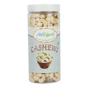 Nutryganic Whole Cashews 500g Premium Kaju Jar Packing (With Reusable Jar)