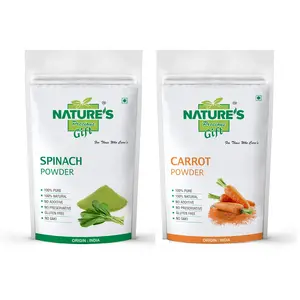NATURE`S GIFT - FOR THOSE WHO CARE`S Spinach Powder & Carrot Powder - 400 GM Each (Super Saver Combo Pack)