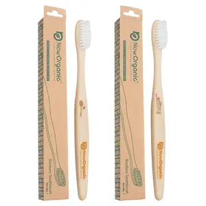 NOW ORGANIC BRAND BIODEGRADABLE BAMBOO TOOTHBRUSH MULTICOLOUR SOFT BRISTLES PACK OF 2 (WHITE)