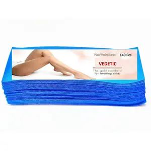 VEDETIC Hair Removal Waxing Strips Plain Disposable White Color Wax Strips Easy & Safe Wax Strips Paper Non-woven Body Hair Removal for Men and Women (color- Blue) (140 Pieces)