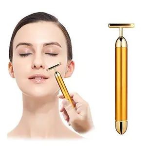 ON STORE Smooth Facial Roller and Massager 24K Gold Energy Beauty Massage Waterproof for Face Eye Neck Foot green Massage Tool Clavicle Arm Leg (Gold)