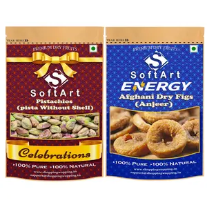 Soft Art Dry fruits combo of Pista Kernels Without Shell & Dry Figs (Anjeer) (250g Each) Vacuum Pack