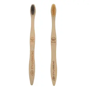 OROSSENTIALS 100% Biodegradable & Compostable | Organic Bamboo Toothbrush_ (Combo of 2) -(Bamboo Infused & Black)