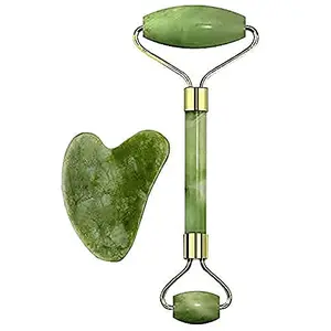 T TOPLINE Roller Face Massager For Women Men | 100% Natural Jade Stone Facial Roller Massage with Gua Sha Tool for Face Eye Neck Foot Massage | Skin care And Anti-Aging Therapy*-/ (green)