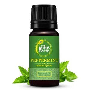 The Indie Earth 100% Pure & Undiluted Peppermint Essential Oil For Hair Growth & Muscle Relaxation - Fresh & Minty - Directly Sourced From INDIA 10 ml