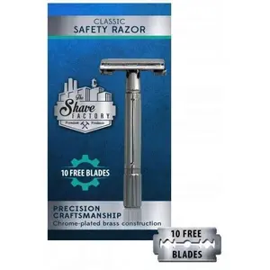 Shaving Factory Twist to Open Double Edge Safety Razor and 10 Blades