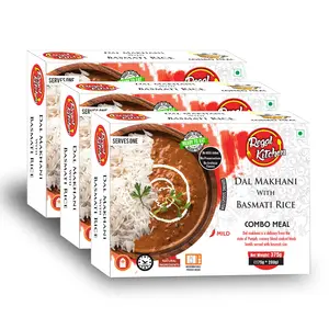 Regal Kitchen Ready to Eat Basmati Rice + Dal Makhani Combo Meal 1125g (Pack of 3 X 375g Each)