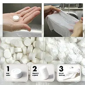 Pindia Set of 10Pc Disposable Compressed Towel Portable Face Care Face Cleaning Wipes Mini Cotton Hand Towel/Tissue