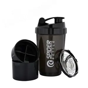 ANTC Spider Protein Shaker 500ML with 2 Storage Extra Compartment for Gym