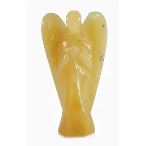 Yellow Citrine Aventurine Reiki Angel Hand Carved Angel Healing Spritual Crystal Statue