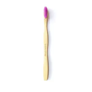 The Grass Route Bamboo Toothbrush for Adult with Medium Bristle (Purple)