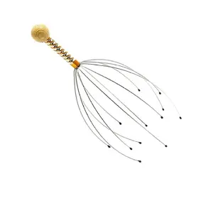 ULX Handled Head Scalp Massager with Wooden Handle Manual Head Massage Hand Held Scalp Head Massager Pain Relief And Hair Growth Head Massager Neck Massage Octopus Scalp Stress Relax Spa Therapy