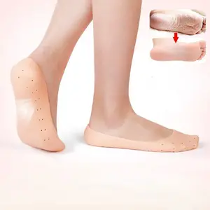 SQUICKLE Anti Crack Full Length Silicone Protector Moisturizing Socks for Foot-Care and Heel Cracks