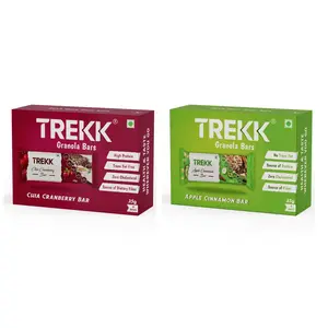 Trekk Combo Pack of Apple Cinnamon & Chia Cranberry Granola Bar - 35g per bar (6 pc Box) Pack of 2 Boxes