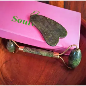 Soulvinee Roller Face Massager For Women Men Natural Jade Stone Tool for Face Eye Neck Foot Massage | Skin care And Anti-Aging Therapy (Only Roller)