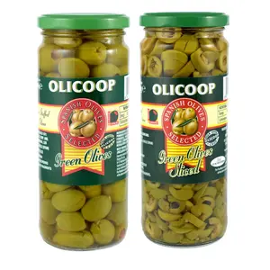Olicoop Green Stuffed Olives + Green Slice Olives 450g Pack of 1 Unit Each
