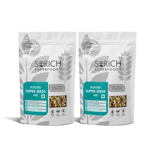 SORICHSUPERFOODS Healthy Roasted Super Seeds Mix - 500 Gm (250*2) - Mixture of Pumpkin Sunflower Flax Sesame Chia Watermelon Seeds for Boost Immunity | Daily Dose of High Protein
