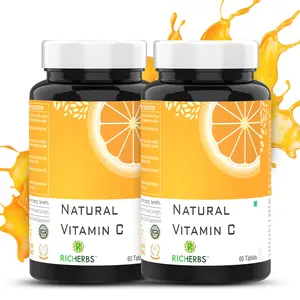 Richerbs Natural Vitamin C Double Strength Formula | Natural Sourced Vitamin C with Zinc | Immunity Anti-oxidant & Skincare for Men and Women (PACK OF 2)